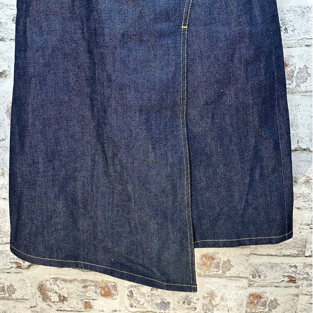 Tory Burch The classic cotton denim dark blue A-line jean midi skirt size 4 - Picture 8 of 14